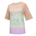 thumbnail image 4 of QUNYINEY Crew Neck Spring Tops for Women Pullover Gradient Casual Short Sleeve Tops Loose Spring Tops for Women, 4 of 6
