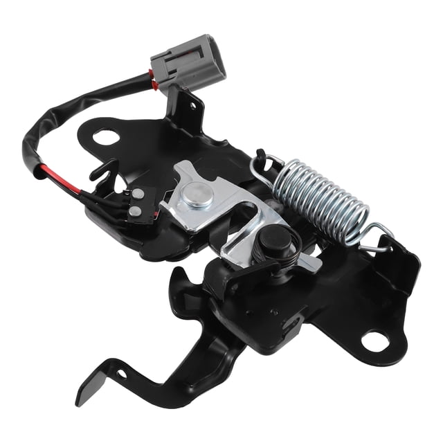 Unique Bargains Car Hood Latch Lock Assembly Replacement for Mazda 3 2014-2018 in black. Made of plastic and metal, this latch measures 17x8.2x7.2 cm (L*W*H) with a line length of 16 cm. Features include a direct replacement design, OE compatibility (BHN956620A, BHN9-56-620A, BJS7-56-620, BJS756620, MA1234122), and secure locking for the engine bay. Professional installation is recommended.