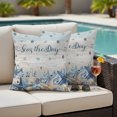 thumbnail image 2 of Outdoor Pillow Covers 20x20 Set of 2, Navy Blue Starfish Coastal Waterproof Patio Throw Pillow Covers for Couch Sofa Chair, Vintage Nautical Summer Coral Shell Pillowcases for Throw Pillows, 2 of 9