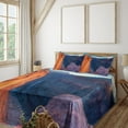 thumbnail image 2 of Ambesonne Landscape Fitted & Top Sheet Set with Shams, Sunrise at Toroweap, Purplegrey Orange Blue, 2 of 7