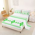 thumbnail image 2 of Castle Fairy Hippie Aztec Border King Sheets 4pcs,Tribal Geometric Strip Bedding,White Bright Green,1 Flat Sheet, 1 Fitted Sheet and 2 Pillowcases, 2 of 7