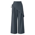 thumbnail image 7 of TEAJOPSUU Women's Wide Leg Pants High Waisted Tie Waist Wrap Pants with Pockets Casual Solid Color Daily Pants Gray, 7 of 7