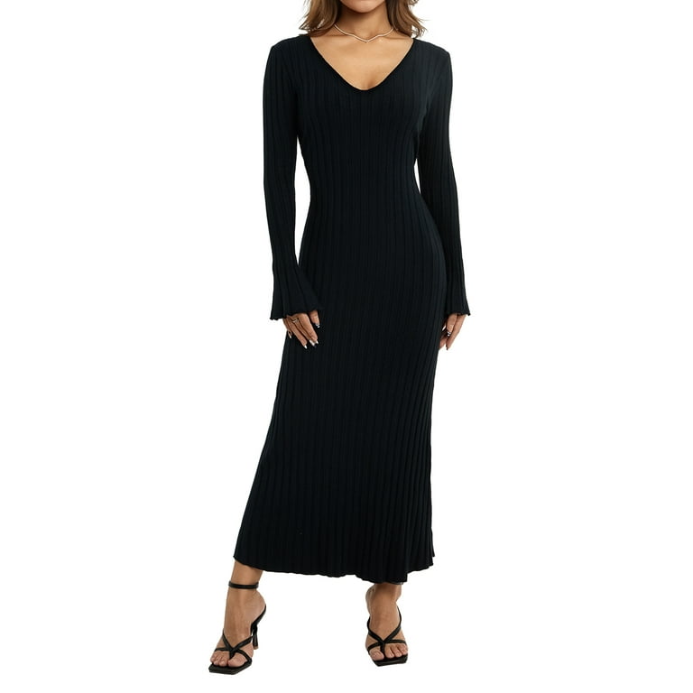 Elegant Women's Knit Bodycon Dress, Sleeveless Spaghetti Strap, Cut Out  Maxi, Backless Y2K Summer Beach Dress - Walmart.com