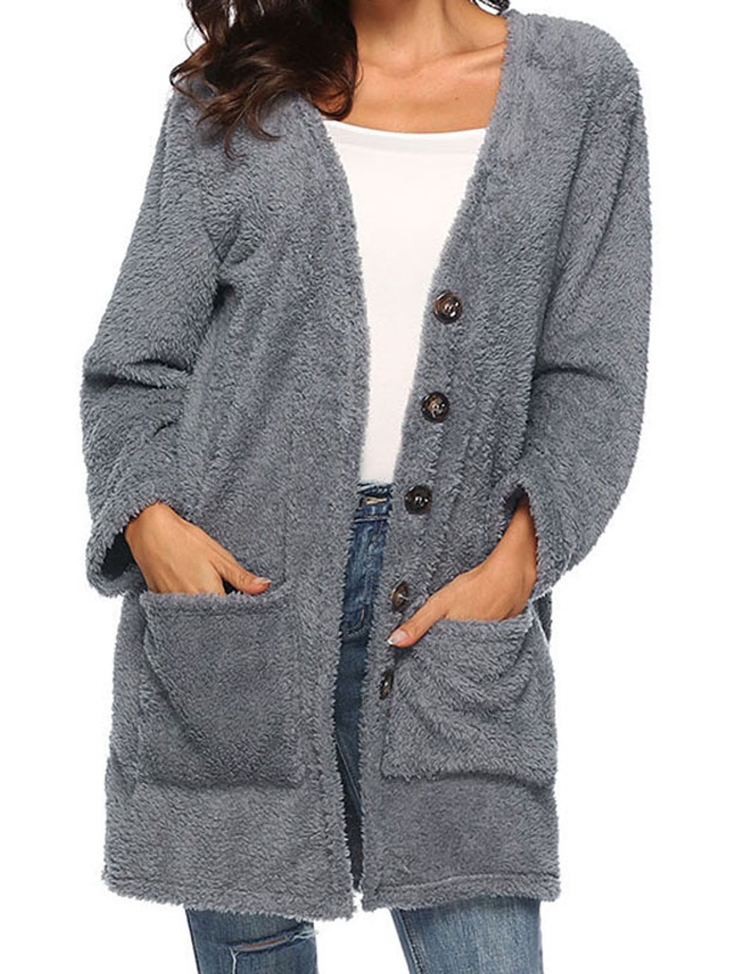 plus size women's fleece cardigans