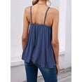 thumbnail image 5 of Women Bulid in Bra Casual Flowy Adjustable Spaghetti Strap Tank Top Navy Blue XL, 5 of 9