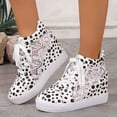 thumbnail image 3 of Wedge Sneakers for Women Hidden High Heeld Dressy Lace up Sneakers High Top Fashion Walking Shoes Lace Casual Platform Sneakers White Size 8.5, 3 of 7