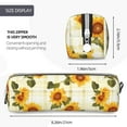 thumbnail image 3 of Yiaed Light Green Plaid Sunflower Print Leather Pencil Case - Leather Pen Pencil Holder - Elegant & Practical Pencil Pouch for Work & Office, 3 of 7