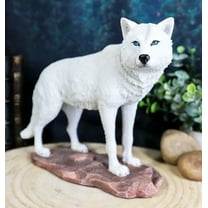 Ebros Gift Realistic Winter Hunter Tundra White Albino Wolf Statue 8" Long
