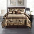 thumbnail image 1 of Sapphire Home 7 Piece Queen Comforter Set with Shams Bedskirt Cushions, Country Western Running Horse Shoe Cowboy Design Bed Cover Bed in a Bag, Brown, 7pc Queen Horse, 1 of 3