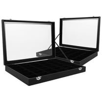 Milisten 2Pcs Black Pu Leather Rectangular Rock Collection Box For Storage And Display 13.8X9.4X1.9In