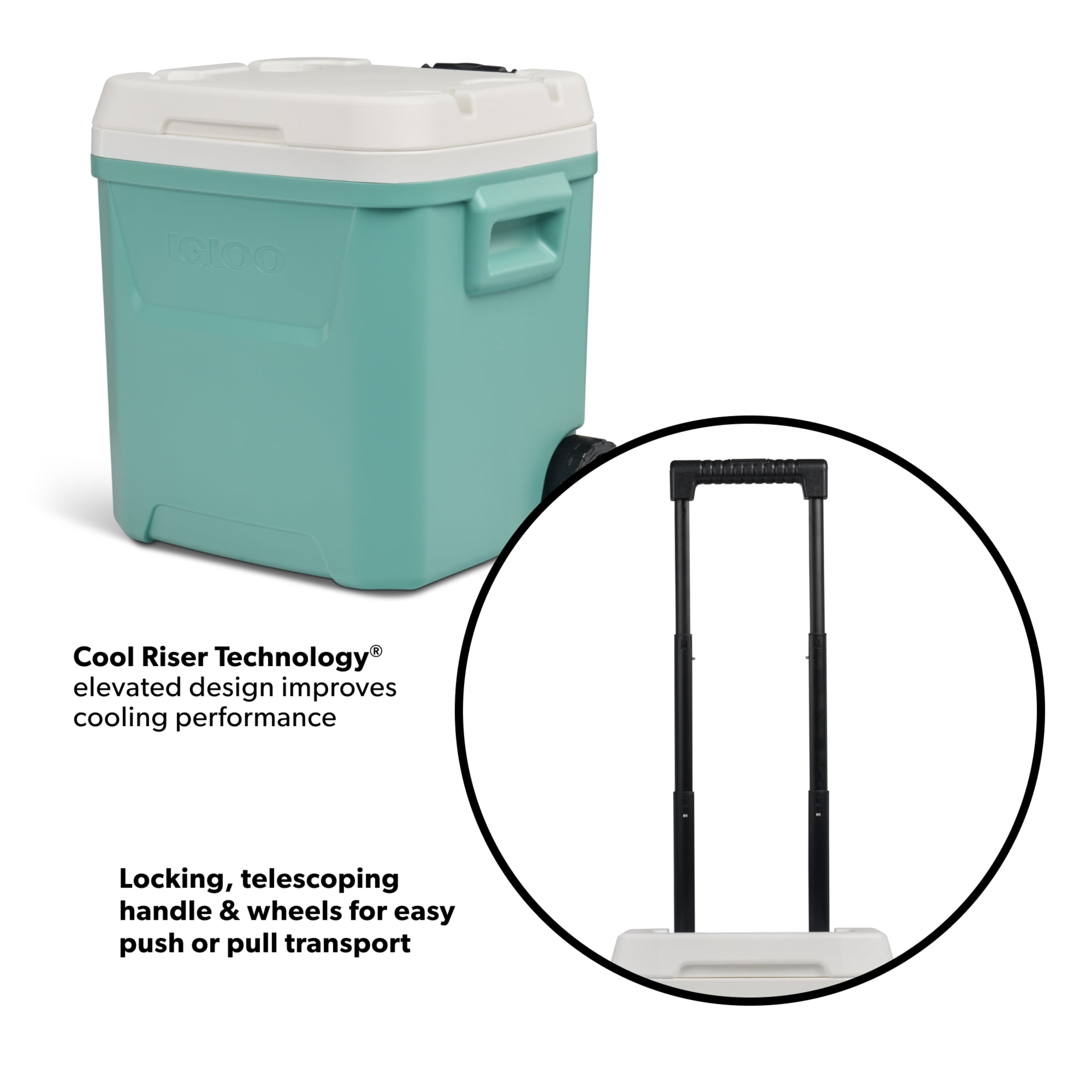 Igloo 60 QT Laguna Ice Chest Cooler with Wheels, Teal Blue