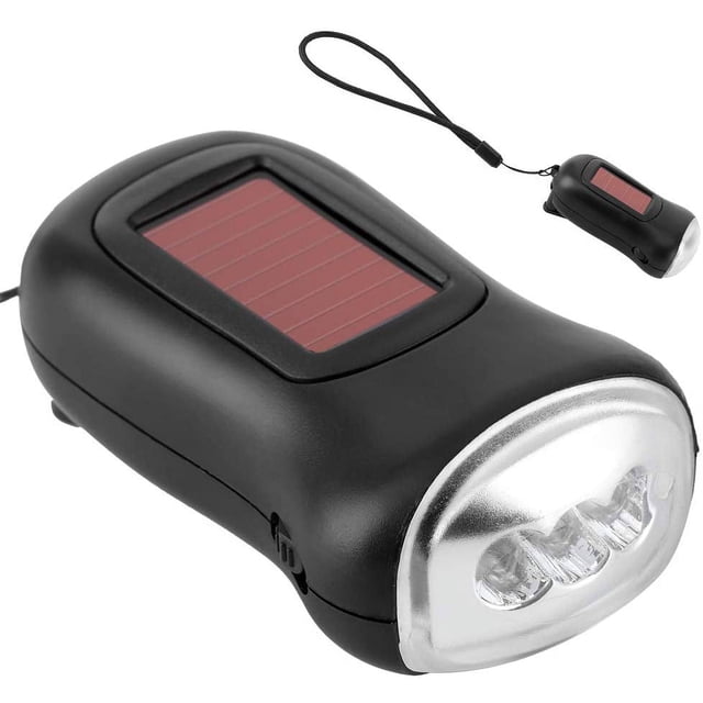 Lámpara de bolsillo portátil Lámpara de bolsillo solar principal, Lámpara de bolsillo recargable de bolsillo con energía solar, Linterna con dinamo de urgencia LED para acampar al aire libre