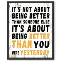 Inspirational 11x14in Black Framed Wall Art Motivational BEING BETTER Quote Sayings Office Home Decor Canvas Prints Encouraging Positive Posters Painting