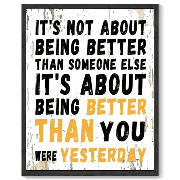 Inspirational 11x14in Black Framed Wall Art Motivational BEING BETTER Quote Sayings Office Home Decor Canvas Prints Encouraging Positive Posters Painting