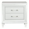 thumbnail image 2 of DeeHome Glamorous White Silver Finish 1pc Nightstand of 2x Drawers Acrylic Bar Pulls Stylish Bedroom Furniture, 2 of 8