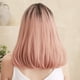 thumbnail image 5 of Peluca mediana femenina larga de 48 cm, cabello natural rosa, pelo corto y rizado, sombreros completos, pelucas de onda sintética, fiesta, cabello falso Amonsee No, 5 of 7