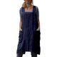thumbnail image 1 of Delantal de lino y algodón con espalda cruzada, color azul, talla L, para mujer, con bolsillos, para hornear y cocinar, 1 of 5