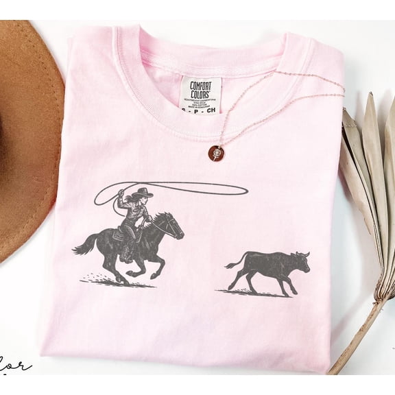Simple Fit Cowgirl Roping Shirt, Retro Western Rodeo Graphic Tee, Cowgirl T-Shirt, Country Girl Outfit, Cowboy, Gift Her, Farm Shirt All Size S-5Xl