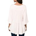 thumbnail image 3 of Blouse Femme Col en V Rayée Plissée Manches 3/4 Ourlet Asymétrique, 3 of 3