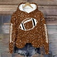 thumbnail image 4 of Cnbwig Womens Sweatshirts Casual Pullover Hooded Long Sleeve Rugby Sequins Print Sweatshirt Football Events Fall Outfits Jackets Winter Clothes A2-Brown XXL, 4 of 5
