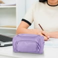 thumbnail image 4 of Gallickan Pencil Case with Zipper, Large Capacity Double Layer Side Storage Organizer, Portable Bag with Handle, Supplies Pouch, Purple, 4 of 6