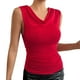thumbnail image 2 of Camiseta sin mangas informal de verano para mujer: escote drapeado, color liso, tejido transpirable, versátil para llevar en casa o al aire libre, 2 of 8
