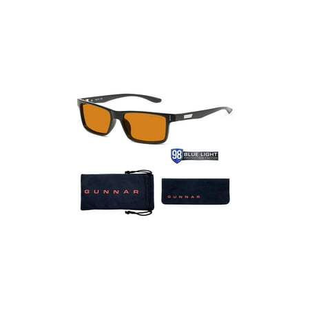 GUNNAR - Vertex Gaming Glasses with Ultraviolet (UV) Light Protection and Blue Light Reduction Max Tint Amber Lenses - Onyx