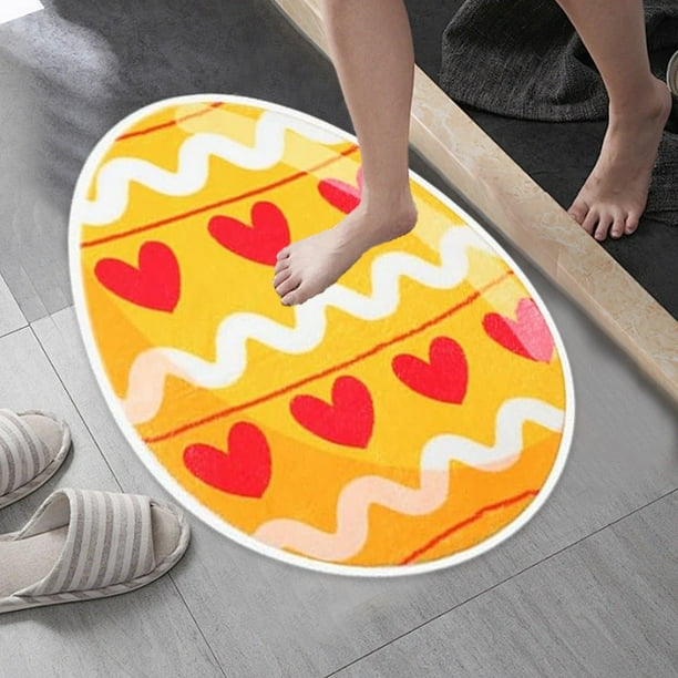 Fiudx Alfombra de Pascua, Antideslizante, de Lana Sintética, con Estampado de Dibujos Animados, Disponible En Tres Tamaños, para Baño, Ideal para Uso Familiar, Crea Un Ambiente Festivo y Decora El Ho