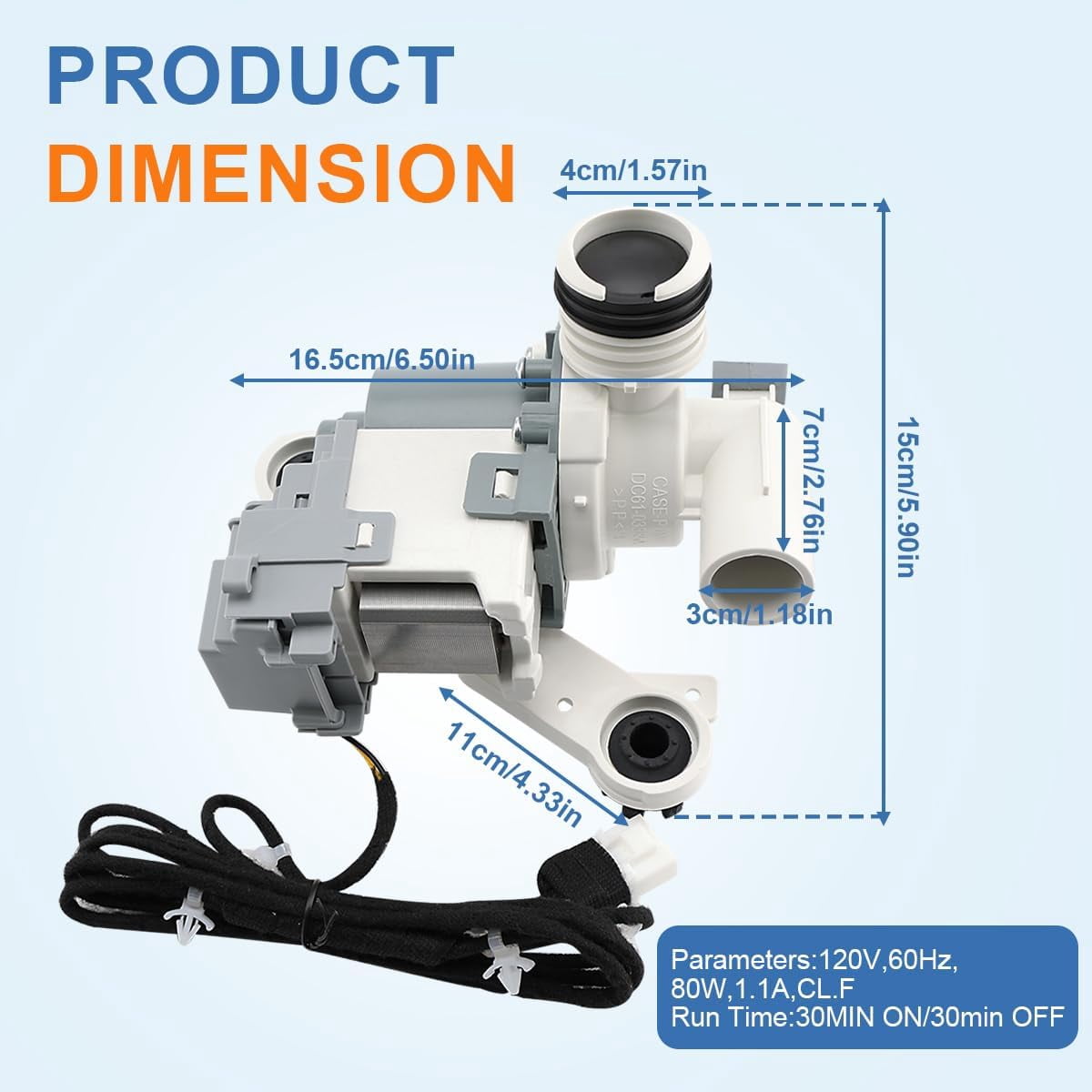 Washer Drain Pump Assembly, Replacement Part for Samsung Top Load Washing Machine, Compatible with WA45H, WA48H, WA50K, WA52J, WA40J | Replaces DC97-19289F