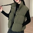 thumbnail image 3 of Maean Puffer Vest for Womens Lightweight Jackets Stand Collar Sleeveless Padded Button Jacket Coat, 3 of 6