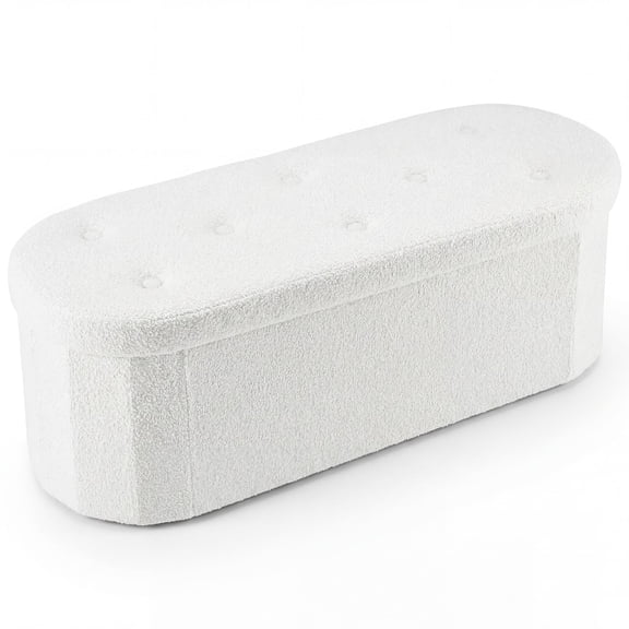 CONCETTA 43in Ottoman with Storage, Folding Foot Rest for Living Room & Bedroom, Versatile Home Bench, White