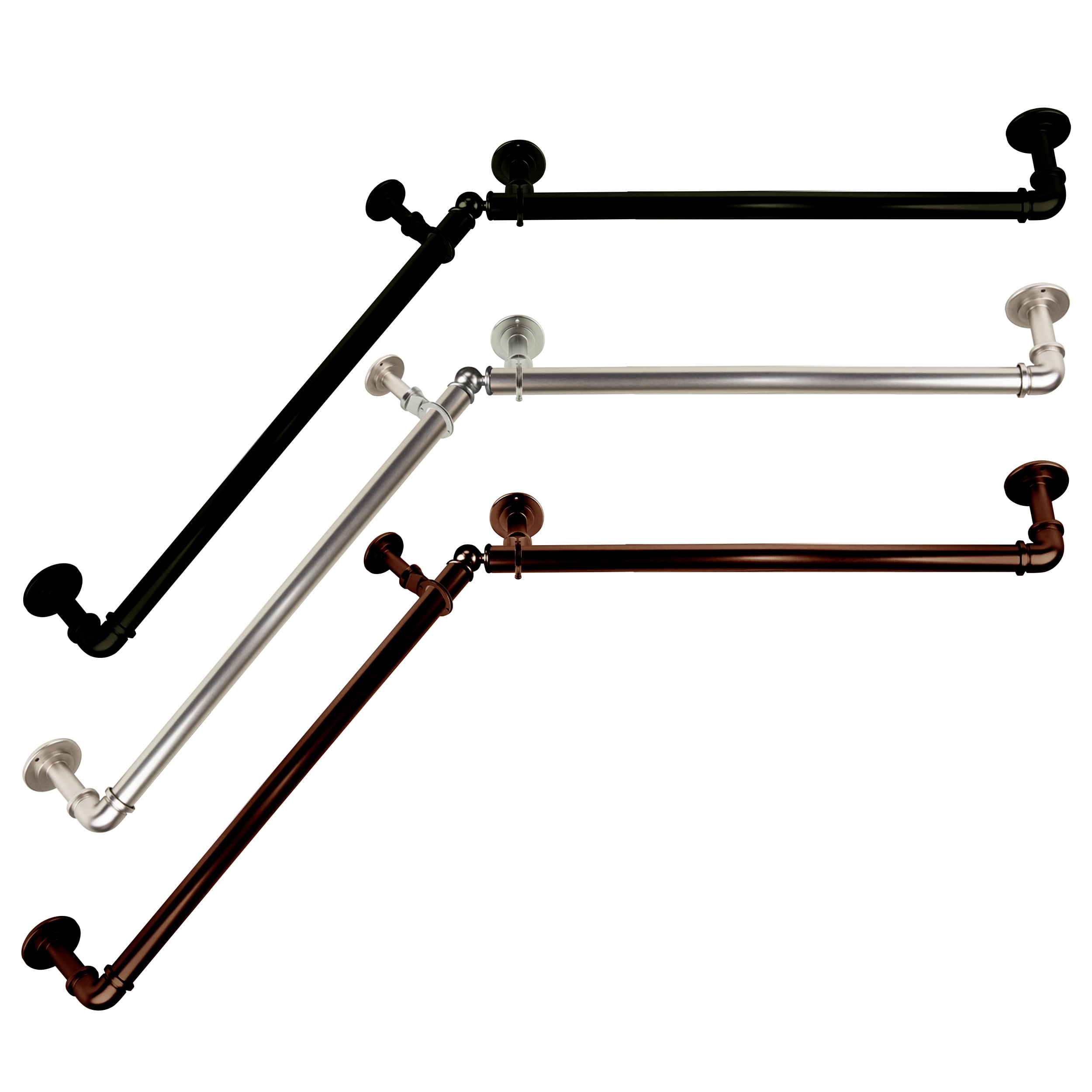 1" Dia Adjustable 28" to 48" Blackout Corner Curtain Rod in Satin Nickel
