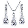 thumbnail image 5 of GROFRY Silver Drop Jewelry Set for Women Cubic Zircon Teardrop Dangle Earrings And Necklace Set for Wedding Bridal Accessories, 5 of 8