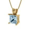 thumbnail image 2 of 2.5 cctw Aquamarine Yellow Gold Plated Pendant with 16" Box Chain (7.5mm, Princess Cut), 2 of 7