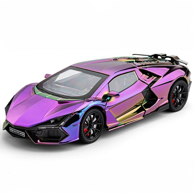 Vaporisateur 1:24 Lamborghini Revuelto Hybride Super Voiture de Sport Modèle en Alliage Miniauto Simulation Objets de Collection Cadeaux d'Anniversaire Violet