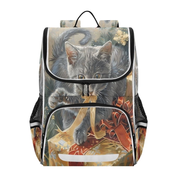 YAZAOO School Backpack Travel Bag Bookbags Bookbags Playful Kitten with Holiday Gifts Pattern