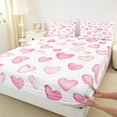 thumbnail image 3 of Manfei Graffiti Heart Print Twin Sheet Sets,Cartoon Pattern Twin Fitted Sheet,White Pink Ombre Flat Sheet For Princess,Ultra Soft Home Decor,3 Pieces, 3 of 7