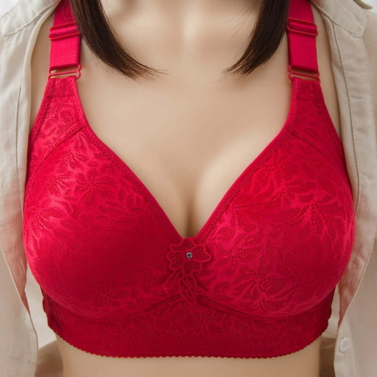Ersazi Bra Underoutfit Woman'S Solid Color Comfortable Hollow Out  Perspective Bra Underwear No Rims On Clearance Red 3Xl 