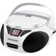 thumbnail image 1 of Magnavox MD6924 Boombox portátil con CD de carga superior y radio estéreo AM/FM en negro | Compatible con CD-R/CD-RW | Pantalla LED | Puerto auxiliar compatible | Reproductor de CD programable | (Blan, 1 of 5