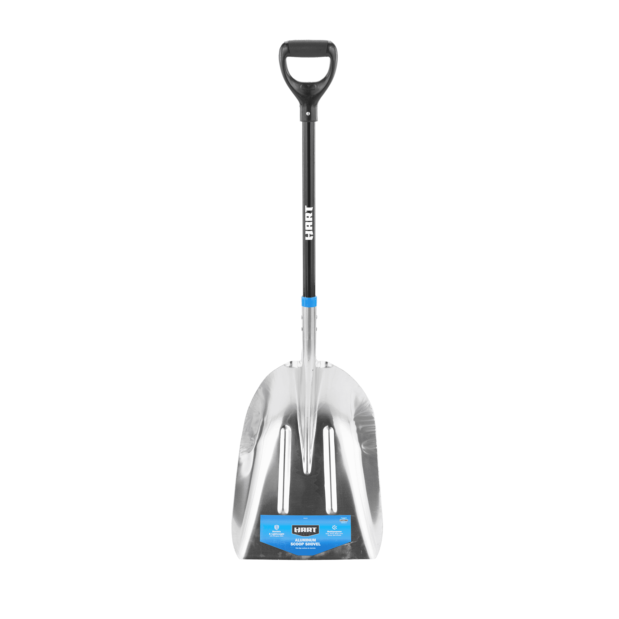 (2 pack) HART Aluminum Scoop Shovel with Fiberglass Shaft and Plastic D Handle