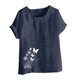 thumbnail image 4 of Vestidos Casuales Para Mujer, Blusas De Mujer De Moda Blusa informal de lino con cuello redondo, manga corta y botones para mujer, 4 of 4
