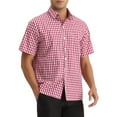 thumbnail image 4 of Camisas de vestir de cuadros INSPIRE CHIC para hombres, de manga corta, talla XL, color rojo, 4 of 6