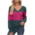 thumbnail image 2 of Ashirexll Long Sleeve Shirts for Women Casual Winter Tops Color Block Printed V-Neck Pullover Decorative Winter Clothes, 2 of 4
