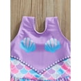 thumbnail image 5 of Baby Girl Cute Swimsuit Fish Scale Shell Pearl Print One-Piece Swimwear with Mermaid Tail, 5 of 7