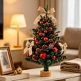 thumbnail image 5 of Mini Tabletop Christmas Tree Decorated Artificial Xmas Tree With Baubles Pinecones Ribbon Bows Wooden Base Indoor Holiday Decoration For Home Office Desk, 5 of 9