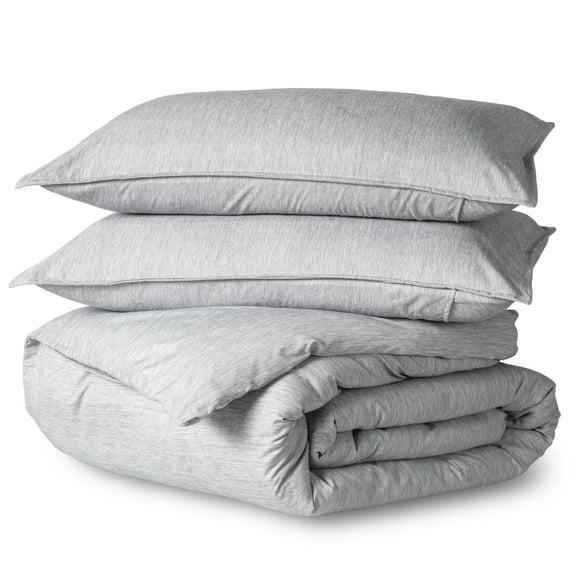 Bare Home Luxury Duvet Cover and Sham Set - Premium 1800 Collection - Ultra-Soft - Full, Heather Pewter, 3-Pieces