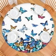 thumbnail image 2 of White Butterfly Colorful Pattern Round Fitted Tablecloth with Elastic Edge,Dining Table Cover Waterproof,Outdoor Round Tablecloth for Camping,Dining,Indoor and Outdoor, 2 of 7