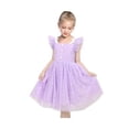 thumbnail image 4 of Girls Dress Purple Butterfly Pearl Lace V Back Fly Sleeve Tulle Party 6 Years, 4 of 8