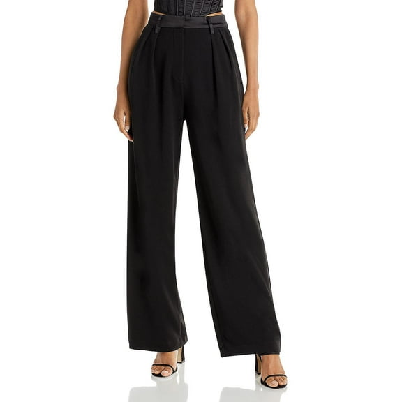 Aqua Womens Knit Satin Trim Dress Pants