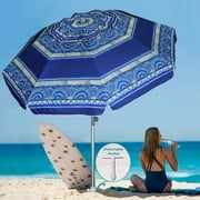 AMMSUN 7ft Heavy Duty Beach Umbrella UPF50+ with Sand Anchor & Tilt Shelter & Bag,Spray